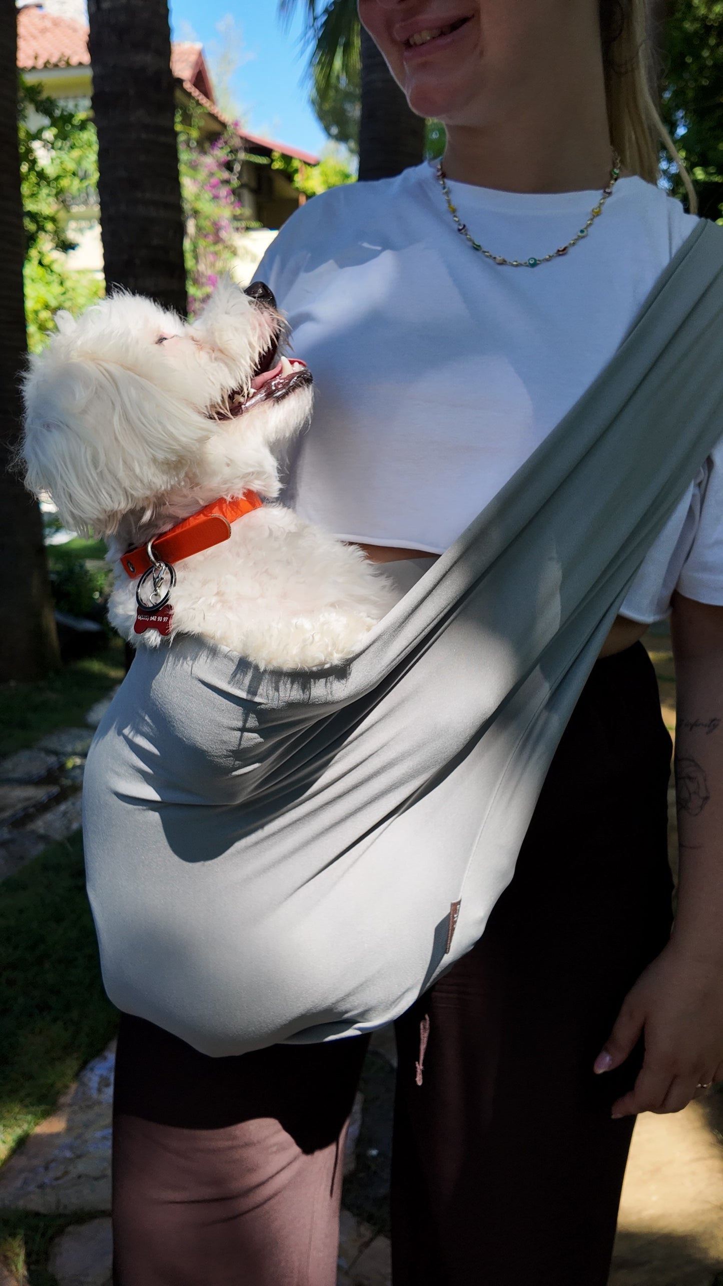 Açık Gri Yazlık Köpek Ana Kucağı
