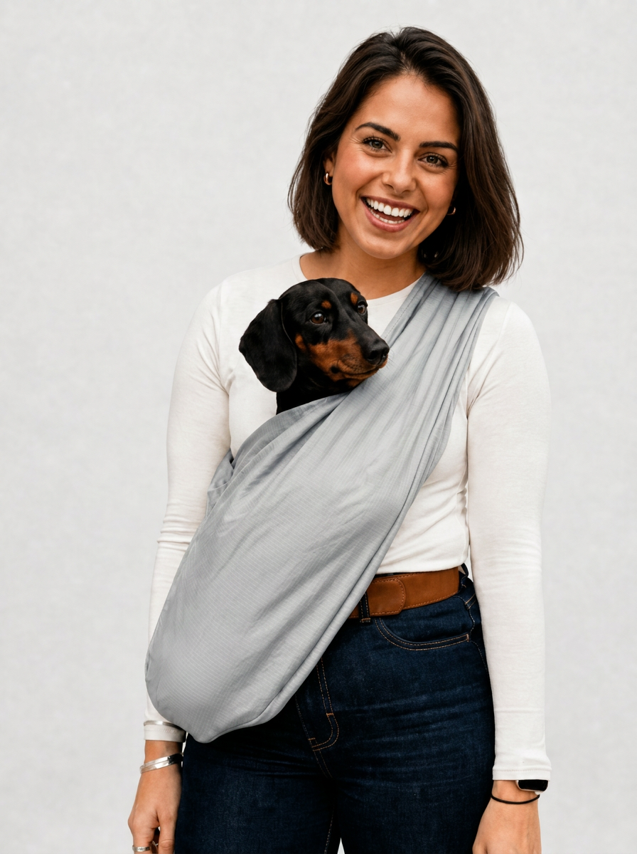 Açık Gri Yazlık Köpek Ana Kucağı